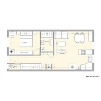 Plan appart avec couloir au milieu