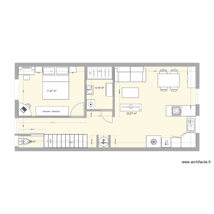 Plan appart avec couloir au milieu. Plan de 0 pièce et 0 m2 Plan appart avec couloir au milieu. Plan de 0 pièce et 0 m2