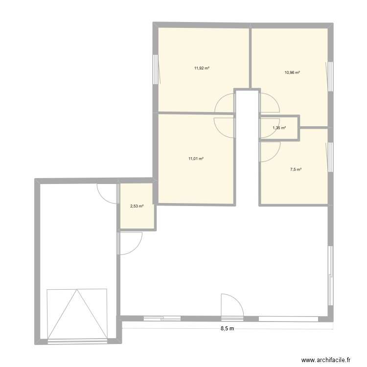 projet 2. Plan de 6 pièces et 45 m2