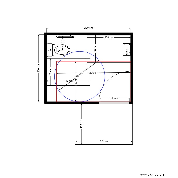 WC CHARLOTTE. Plan de 1 pièce et 5 m2