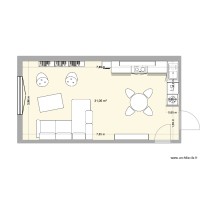 Hugo  plan tout ouvert cuisine en L au fond