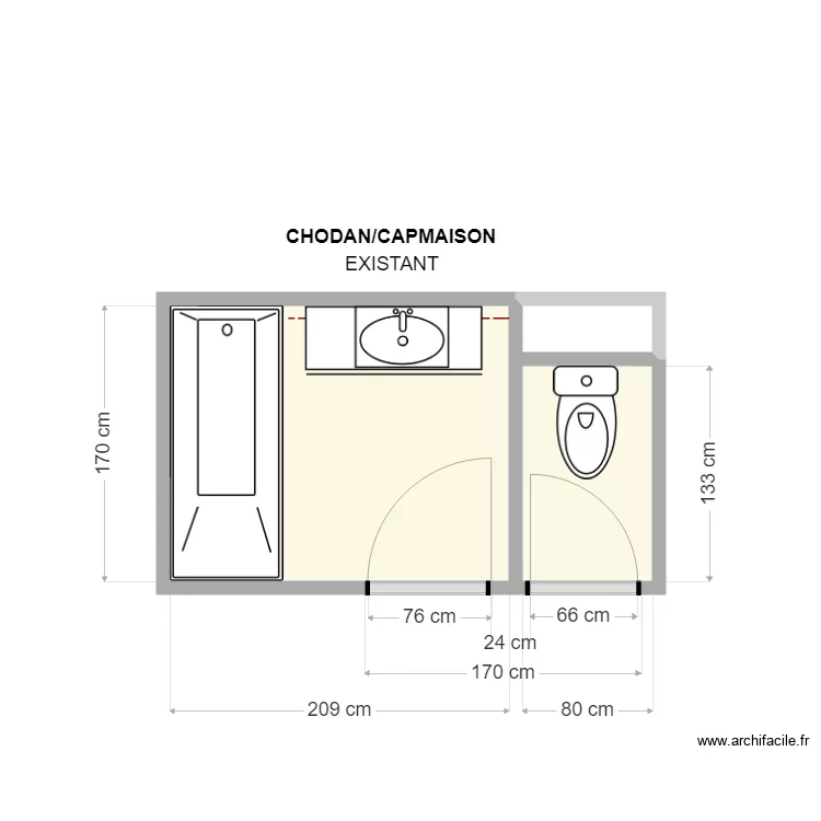 CHODAN (existant). Plan de 3  et 5 m²