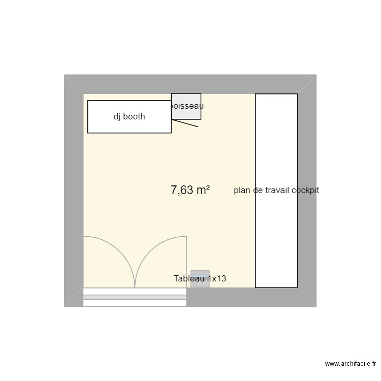 studio zik. Plan de 1 pièce et 8 m2