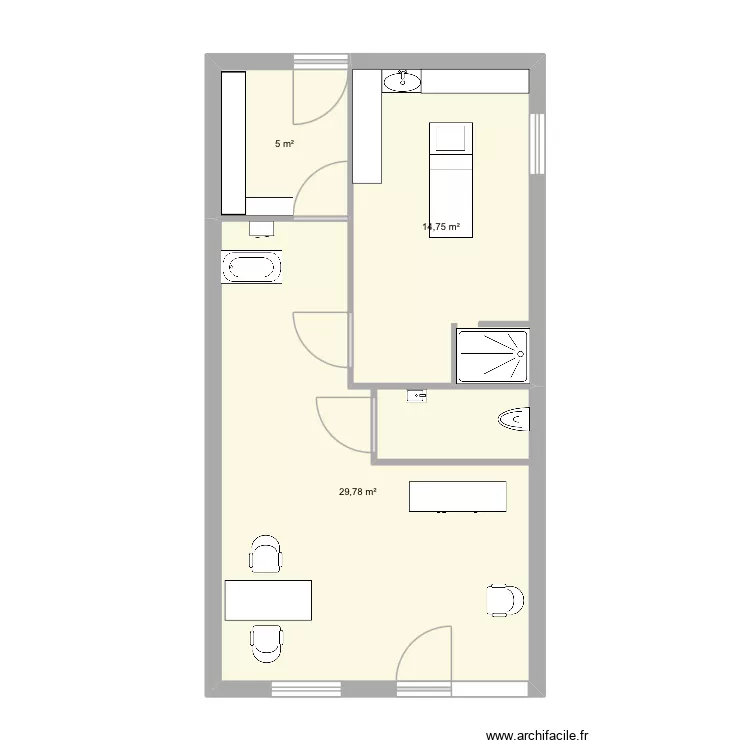 Institut. Plan de 3  et 50 m²