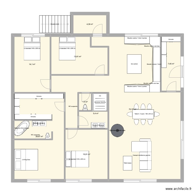 Maison V2. Plan de 9 pièces et 167 m2