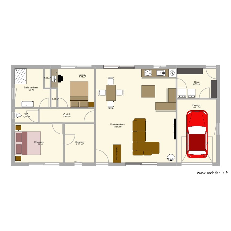 Projet 2. Plan de 11 pièces et 109 m2