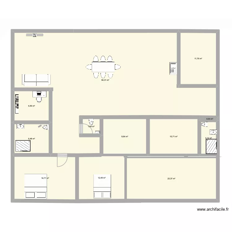 Test 1. Plan de 12  et 197 m²