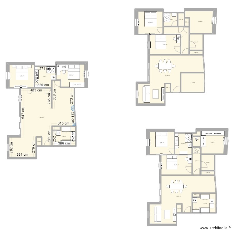 Appartement Gaby. Plan de 23 pièces et 173 m2