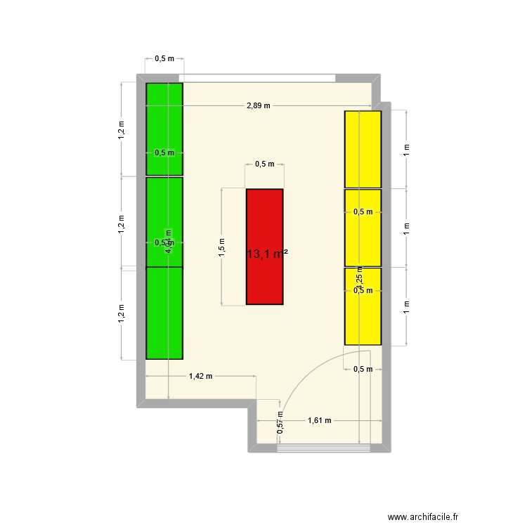 placard steph. Plan de 1 pièce et 13 m2