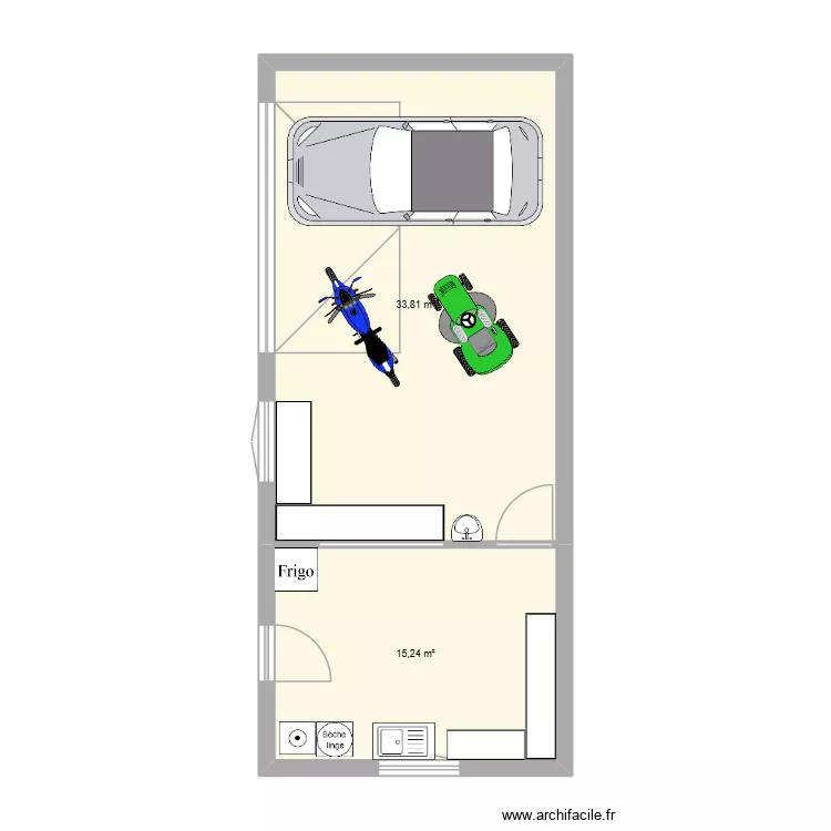 plan garage et buanderie. Plan de 2  et 49 m²