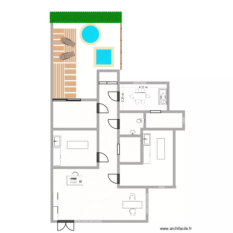 Institut futur. Plan de 9  et 104 m²