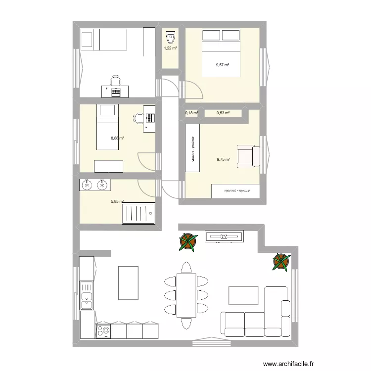 ma maison. Plan de 7  et 36 m²
