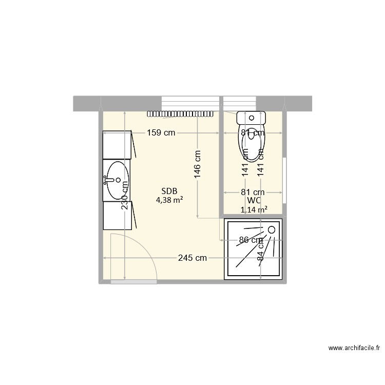 Jofferon - EDL. Plan de 2 pièces et 6 m2