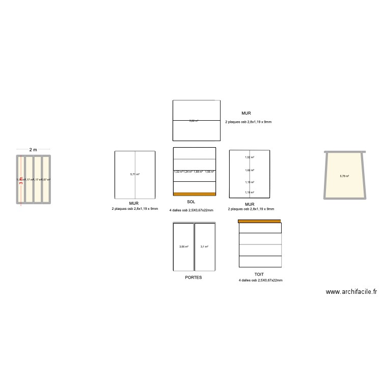 cabanon outil negru deltabois. Plan de 17 pièces et 39 m2