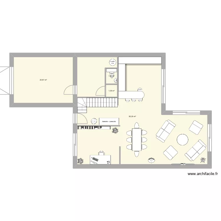 Projet RDC 1. Plan de 4  et 109 m²