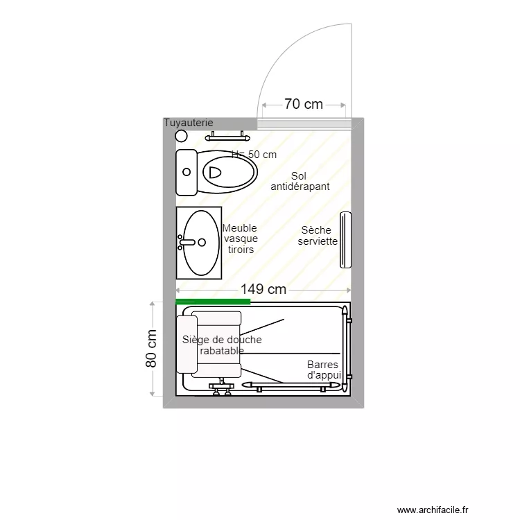 NEM apr&egrave;s travaux. Plan de 1 pièce et 3 m²
