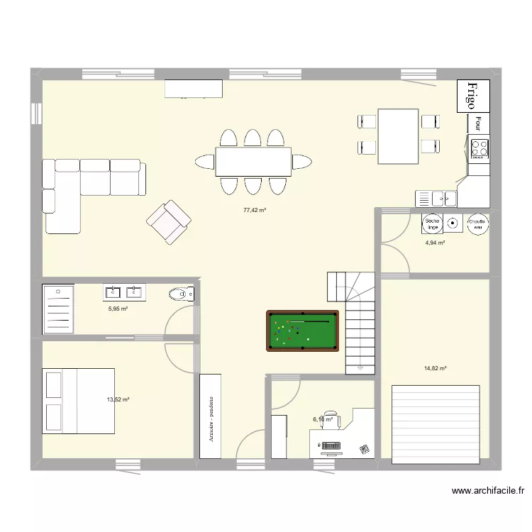 bigdav. Plan de 6  et 123 m²