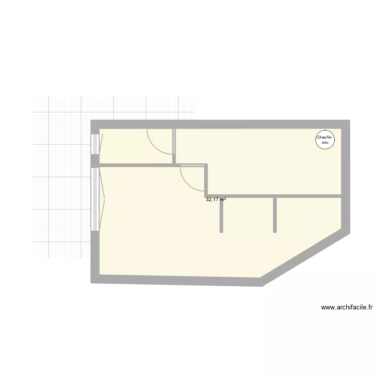 plan actuel. Plan de 1  et 32 m²