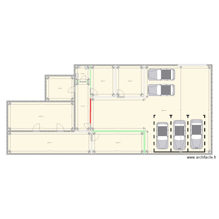 PROJET 262. Plan de 9 pièces et 286 m2