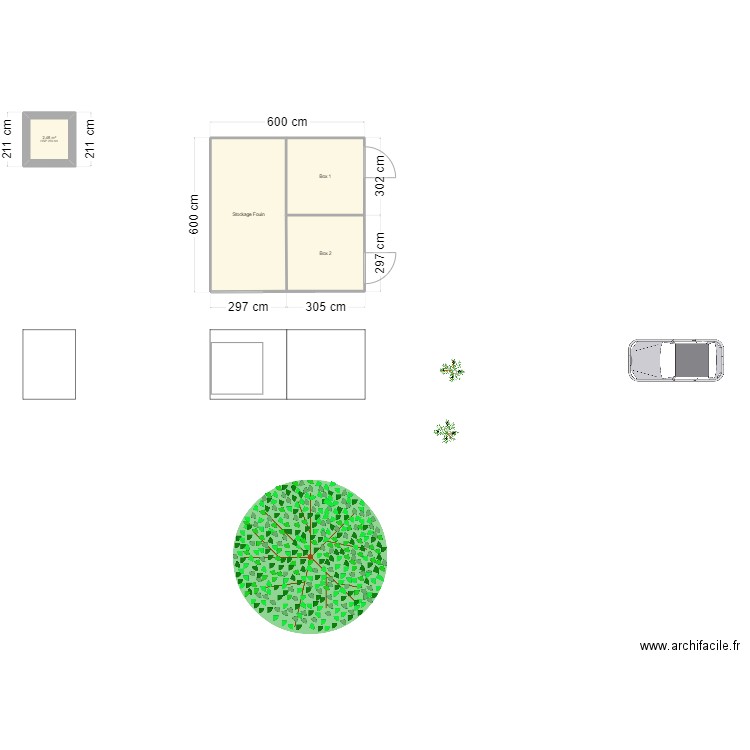 Box. Plan de 0 pièce et 0 m2