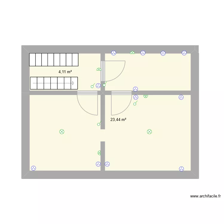 premier &eacute;tage. Plan de 2  et 28 m²