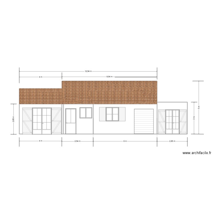 Vue Façade SUD - 11 juin 2025. Plan de 7 pièces et 70 m2