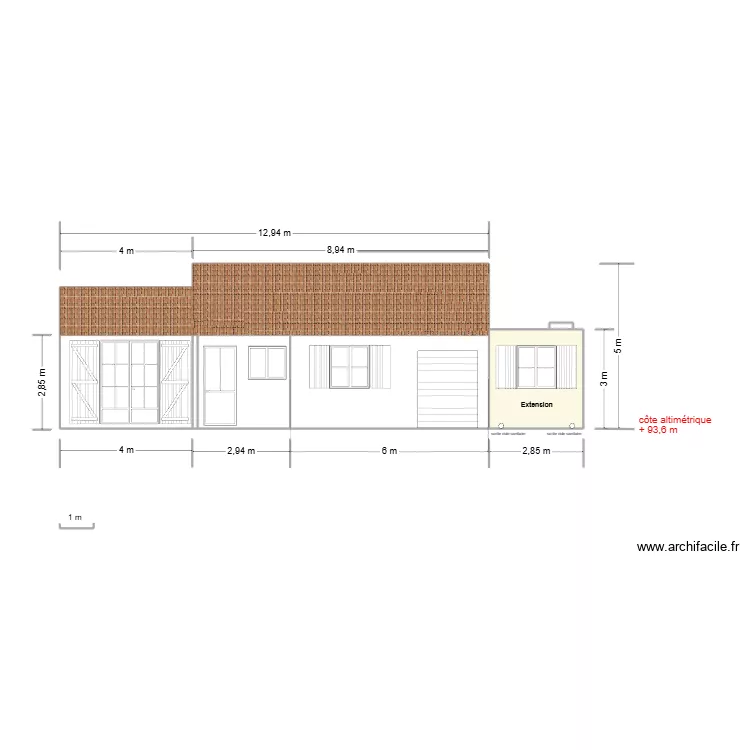 Vue Fa&ccedil;ade SUD - 7 janvier 2026. Plan de 8  et 70 m²