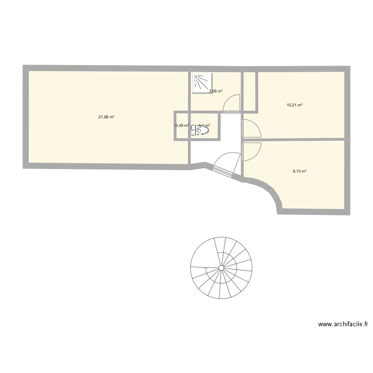 Fort Mahon 2. Plan de 6 pièces et 46 m2