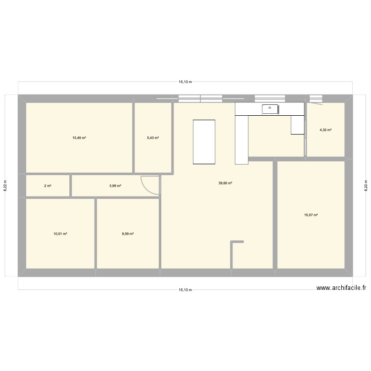 Maison. Plan de 9 pièces et 105 m2