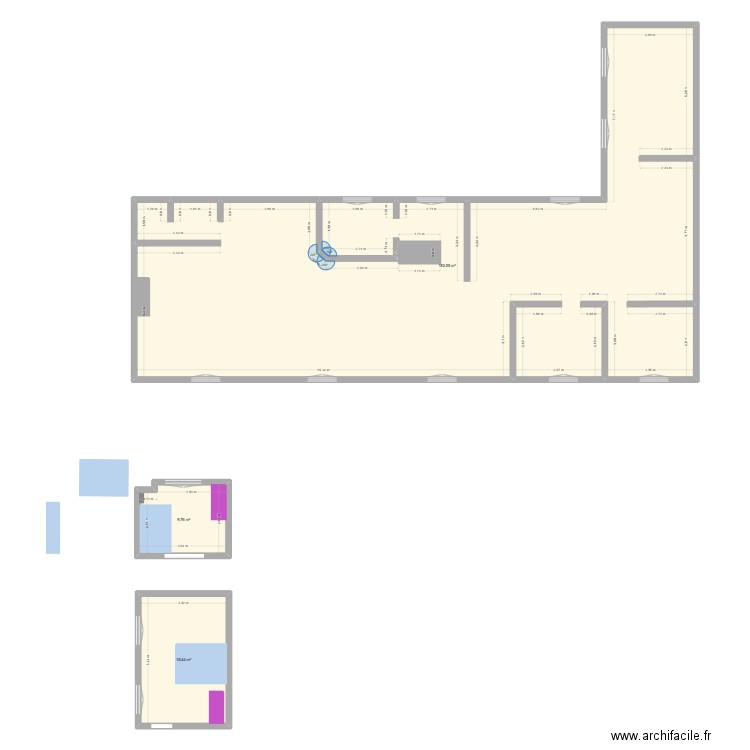 Lyon. Plan de 3 pièces et 211 m2