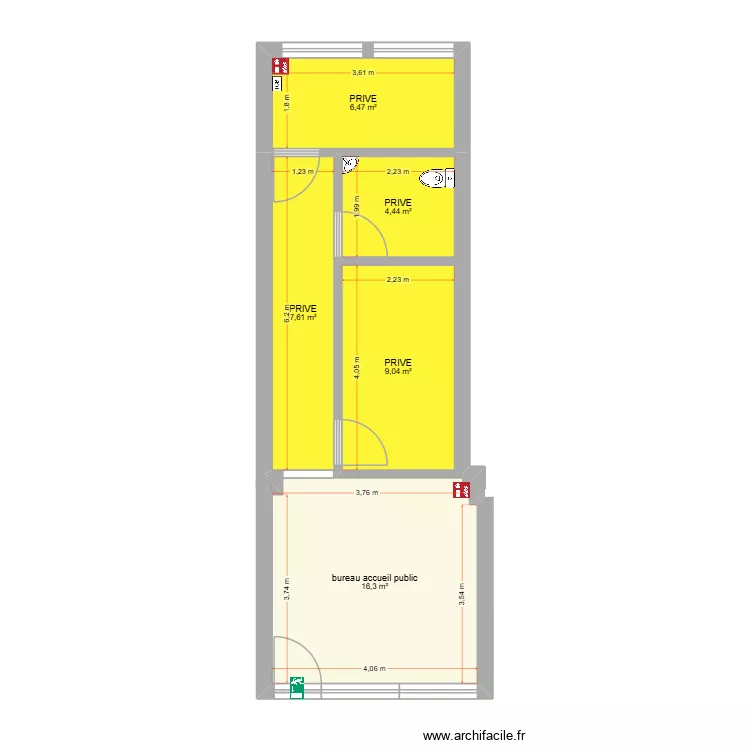 local vide lot 3 APRES TRAVUX. Plan de 5 et 44 m² local vide lot 3 APRES TRAVUX. Plan de 5 et 44 m²