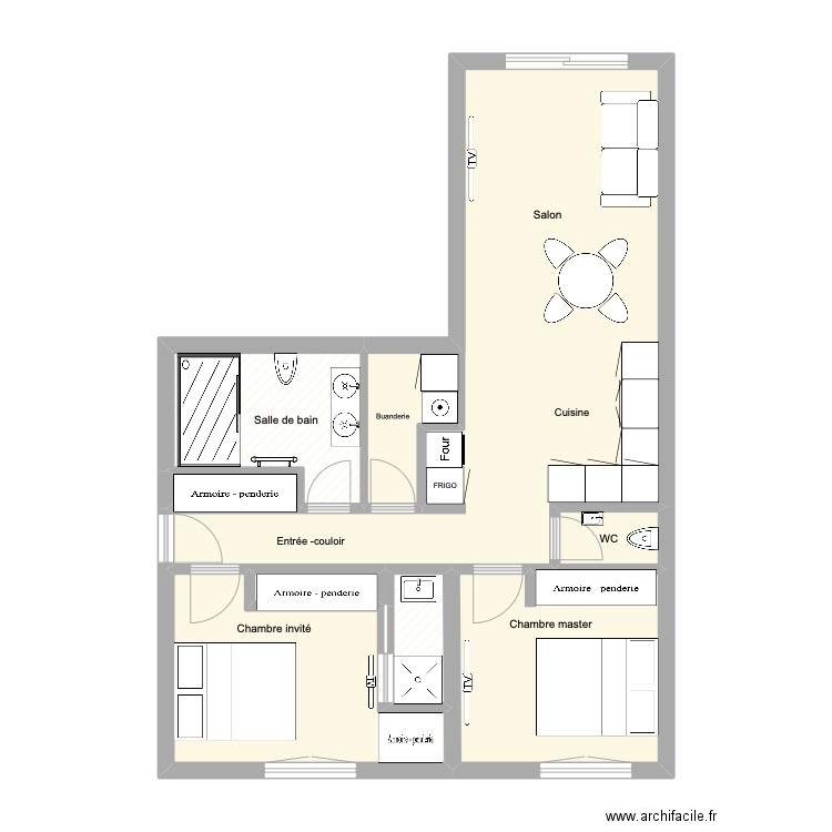 Maman Oliver Cannes. Plan de 7 pièces et 61 m2