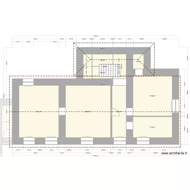 manoir. Plan de 30 Pièces et 852 m²