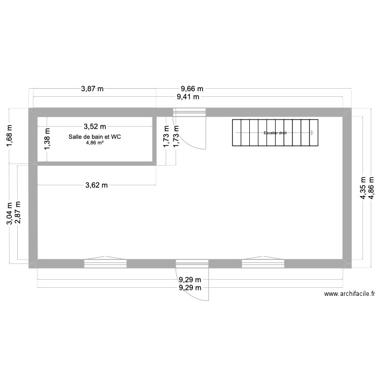 REZ DE CHAUSSEE. Plan de 1 pièce et 5 m2