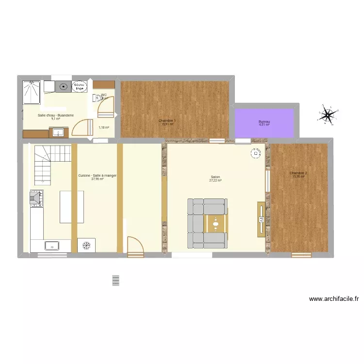 Antho. Plan de 8 Pièces et 113 m²
