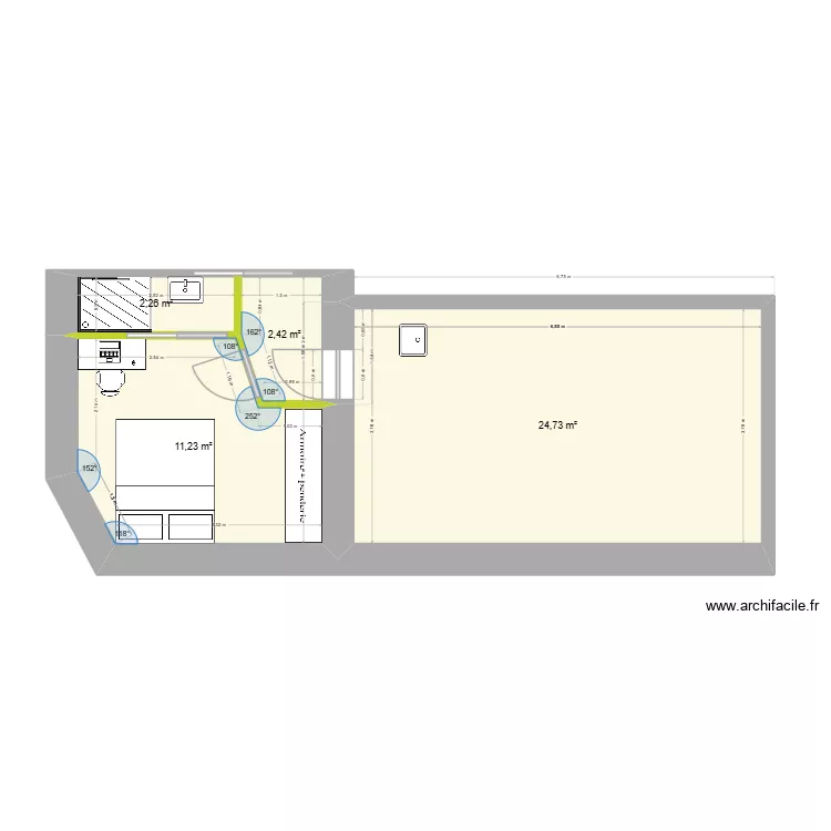 Arri&egrave;re1. Plan de 4 pièces et 41 m²