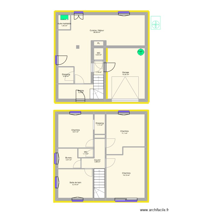 BERCHID Sofiane - Thiviers. Plan de 18 pièces et 111 m2