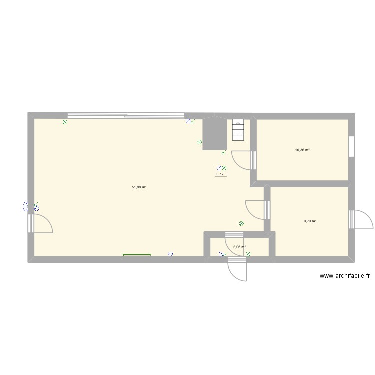 Elec Garage. Plan de 4 pièces et 74 m2