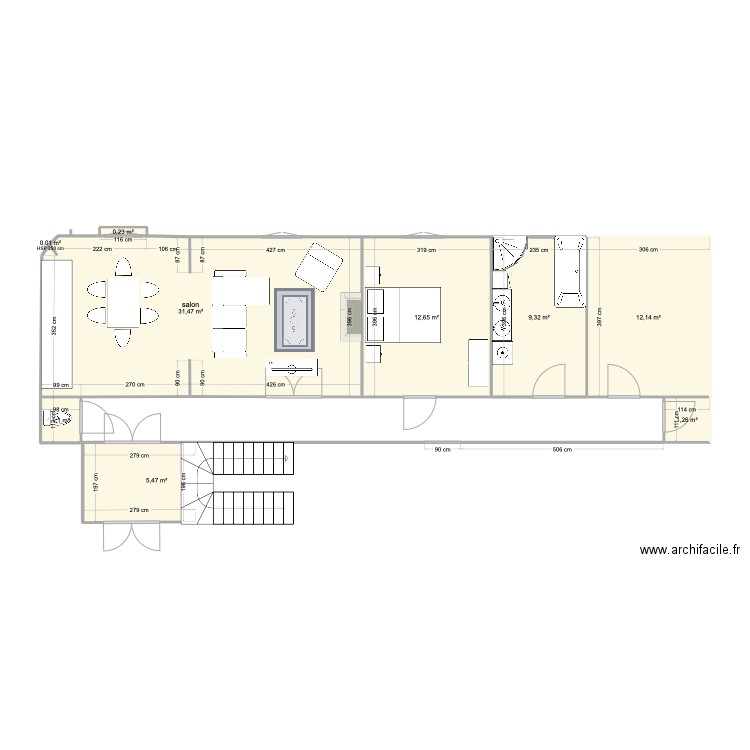 Appart. Jerome. Plan de 9 pièces et 74 m2