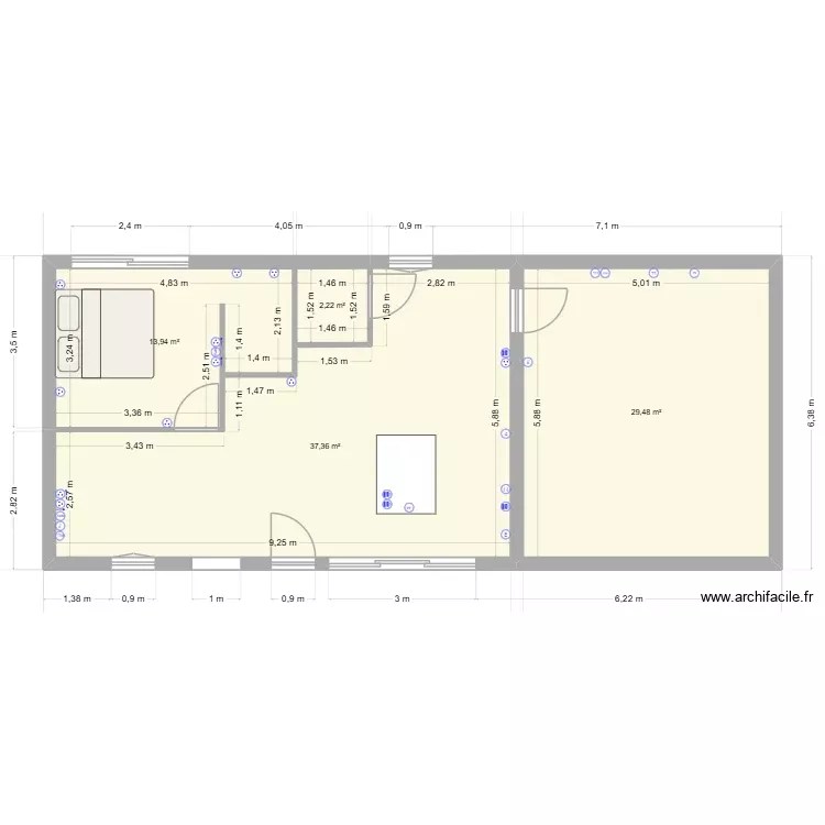 maison rdc &eacute;lectricit&eacute;. Plan de 4 Pièces et 83 m²