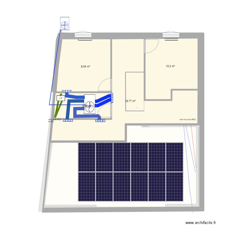 argentin  Climatisation . Plan de 9 pièces et 140 m2