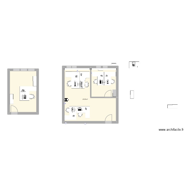 Plan service comptable. Plan de 3 pièces et 53 m2