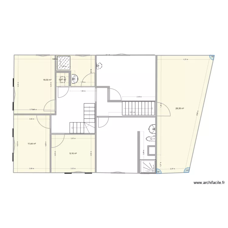 PLAN 1er &eacute;tageMARS 26. Plan de 5 pièces et 69 m²