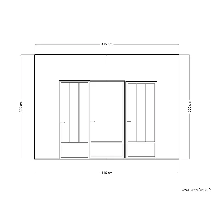 B) facade devant modif empl. porte fenetre. Plan de 