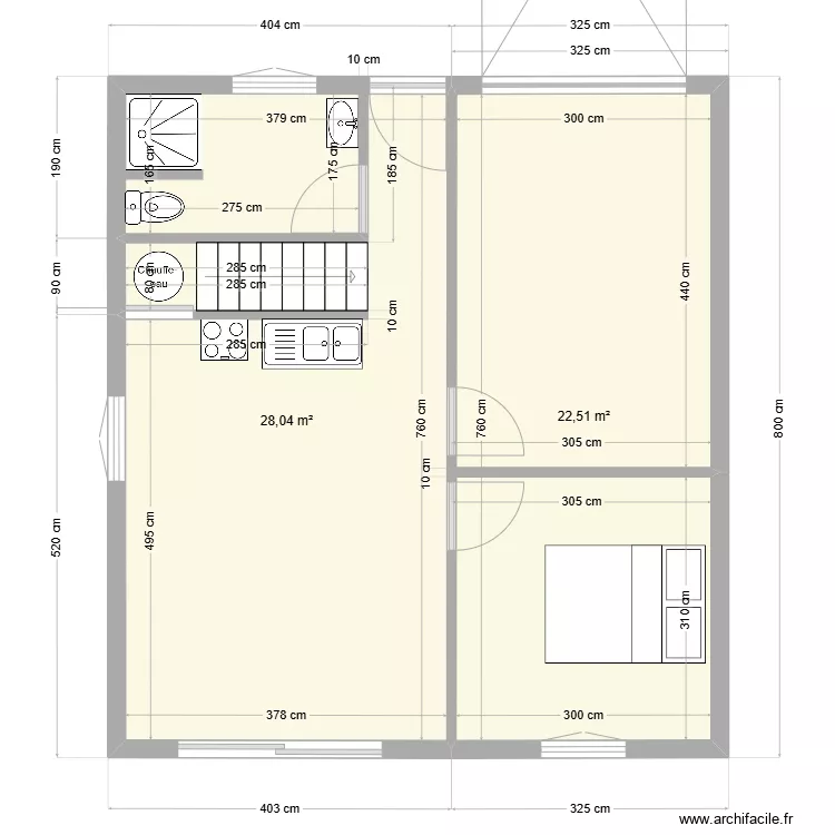 maison 50m2. Plan de 