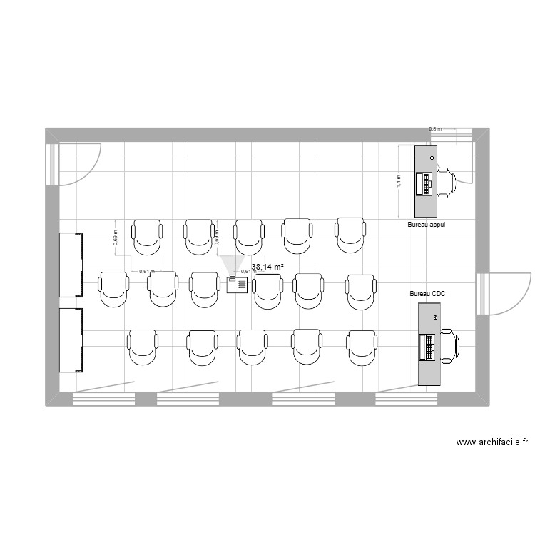 salle brief farn1. Plan de 1 pièce et 38 m2