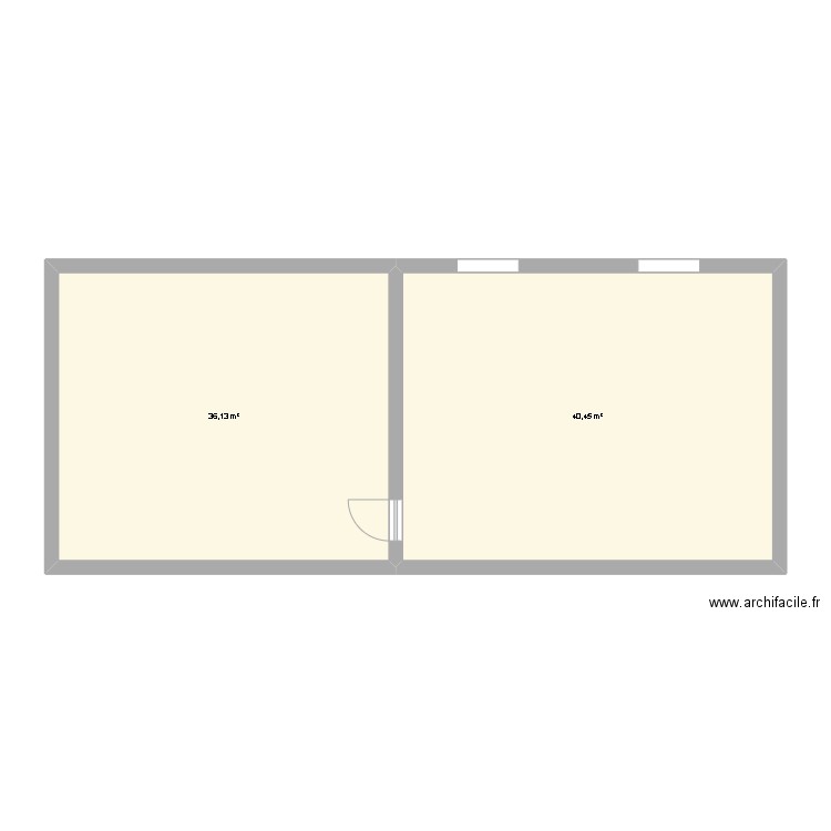 r+1. Plan de 2 pièces et 77 m2