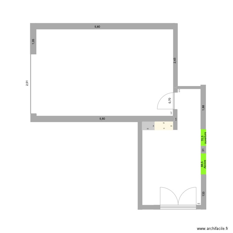 Initial cuisine. Plan de 0 pièce et 0 m2