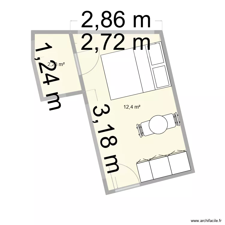 Lappe - Lot 08. Plan de 2 pièces et 15 m²