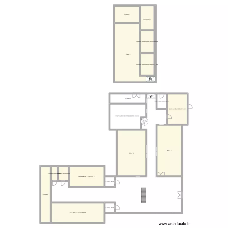 Cuisine collective stage 1. Plan de 18 et 359 m² Cuisine collective stage 1. Plan de 18 et 359 m²